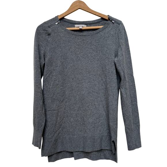 Banana Republic Gray Cashmere Blend Sweater w/ Shoulder Zippers M - Picture 1 of 5